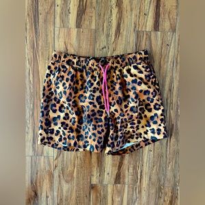 Cheetah print swim trunks